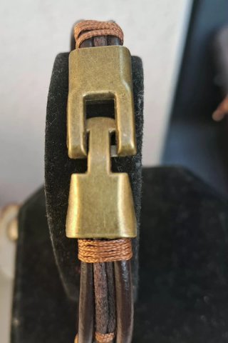 Pulsera Hombre Marrón de Cuero Artesanal