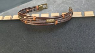 Pulsera Hombre Marrón de Cuero Artesanal