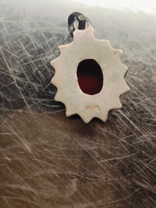 Ciondolo Argento 800 Cornice Ovale Rosso