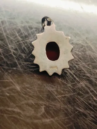 Ciondolo Argento 800 Cornice Ovale Rosso