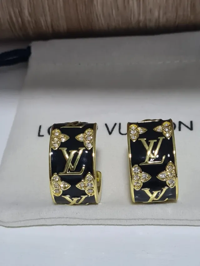 Pendientes Aro Louis Vuitton Negro y Dorado