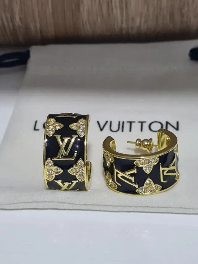 Pendientes Aro Louis Vuitton Negro y Dorado
