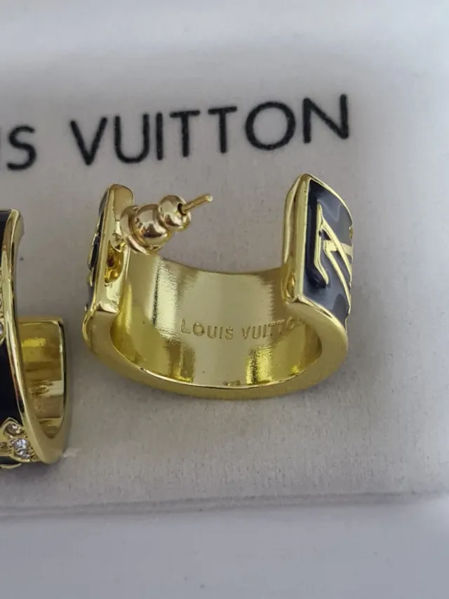 Pendientes Aro Louis Vuitton Negro y Dorado