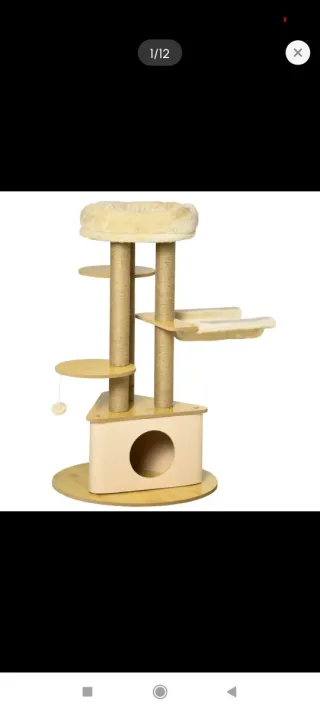 Rascador para gatos de tela, sisal y madera