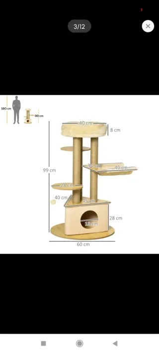 Rascador para gatos de tela, sisal y madera