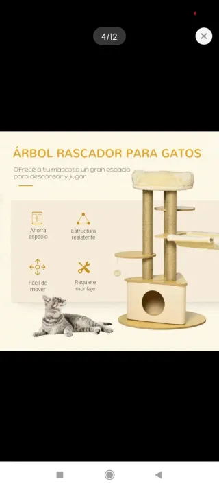 Rascador para gatos de tela, sisal y madera