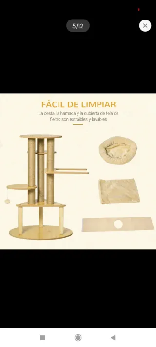 Rascador para gatos de tela, sisal y madera