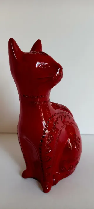 Gatto ceramica A. Londi per Bitossi rosso
