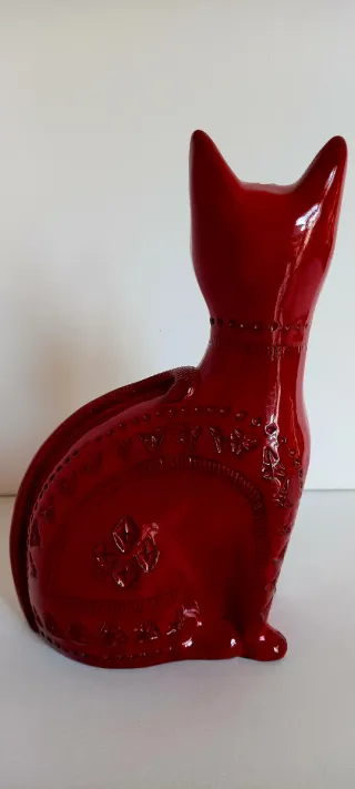 Gatto ceramica A. Londi per Bitossi rosso