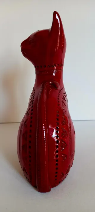 Gatto ceramica A. Londi per Bitossi rosso