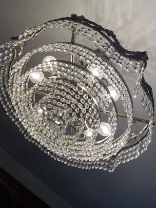 Lámpara colgante vintage cristal de roca  y metal