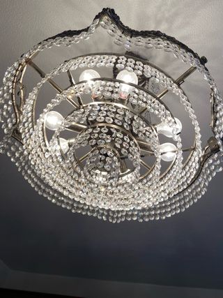 Lámpara colgante vintage cristal de roca  y metal