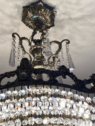 Lámpara colgante vintage cristal de roca  y metal