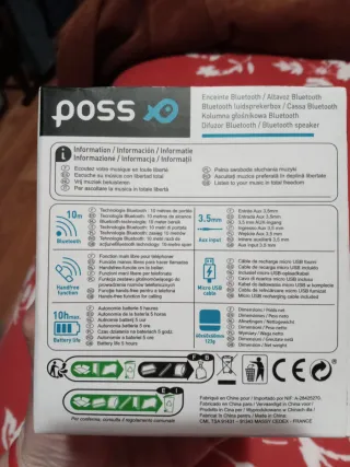 Altavoz Bluetooth Poss BTS31 Dorado y Blanco