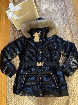 Abrigo Michael Kors Negro con Cinturón MK