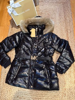 Abrigo Michael Kors Negro con Cinturón MK