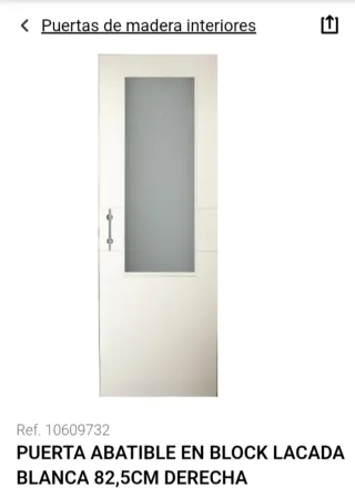 Puerta interior lacada blanca 82 cm