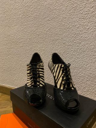 Zapatos de tacón fiesta cebra,cómodo, plataforma