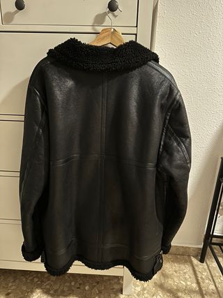 Cazadora Piel Negra Borrego