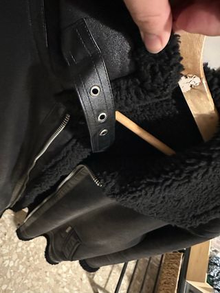 Cazadora Piel Negra Borrego