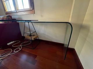 Mesa escritorio L cristal templado