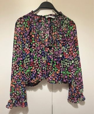 Blusa Zara floral multicolor Talla S