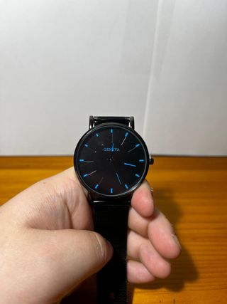 Reloj GENEVA Minimalista Negro Unisex Nuevo