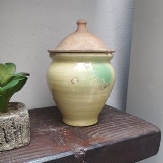 ANTICO BARATTOLO PORTA CARAMELLE TERRACOTTA DEL900