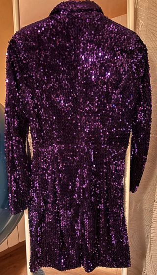 Vestido lentejuelas morado Talla S Zara