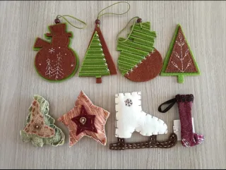 Decorazioni Natalizie Feltro Pile Shabby Chic