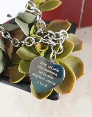 Braccialetto Cuore inciso in Acciaio Anallergico