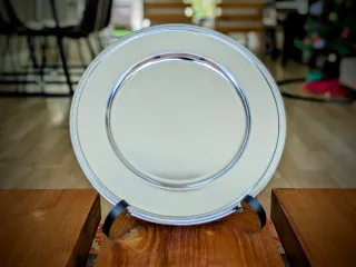 Bajoplatos plateados con borde decorativo