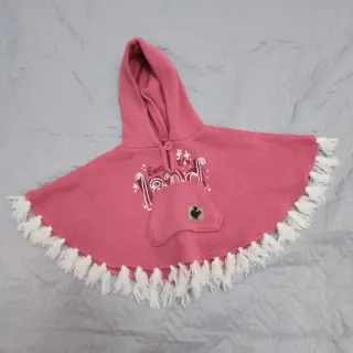 Poncho rosa neonato con flecos