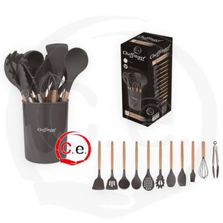 Set Mestoli Cucina Cheffinger Silicone e Legno