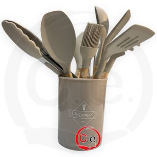 Set Mestoli Cucina Cheffinger Silicone e Legno