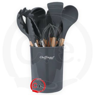 Set Mestoli Cucina Cheffinger Silicone e Legno