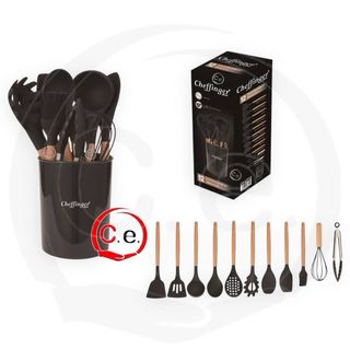 Set Mestoli Cucina Cheffinger Silicone e Legno