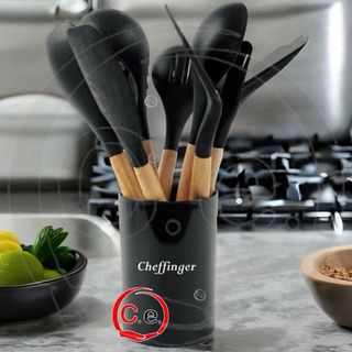 Set Mestoli Cucina Cheffinger Silicone e Legno