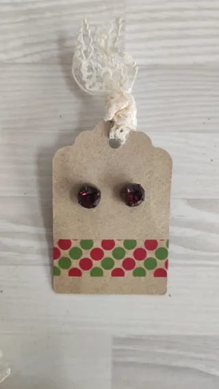 Pendientes Swarovski Botón Rojo Rubí