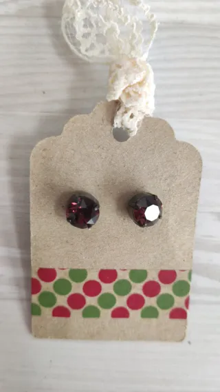 Pendientes Swarovski Botón Rojo Rubí