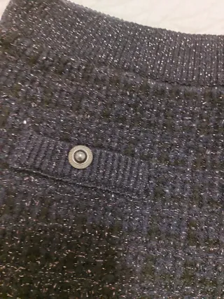 Falda Mango Lana Fiesta Negra y Plateada