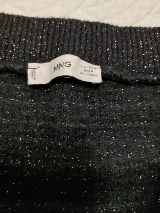 Falda Mango Lana Fiesta Negra y Plateada