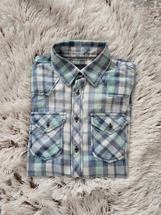 Camisa Zara cuadros azul y blanco Talla XS