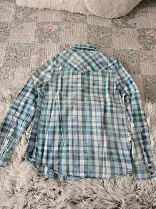 Camisa Zara cuadros azul y blanco Talla XS