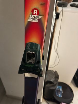 Botas de esquí negras y skis