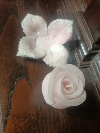 Candela Rosa Rosa e Bianca con base in ceramica