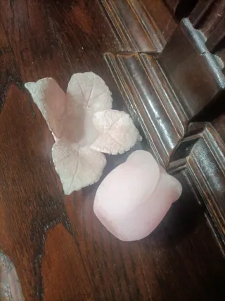 Candela Rosa Rosa e Bianca con base in ceramica