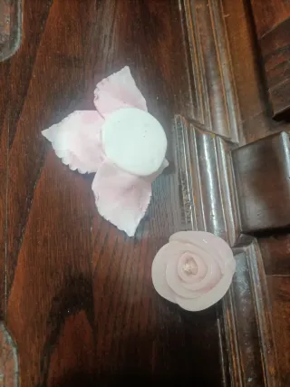 Candela Rosa Rosa e Bianca con base in ceramica