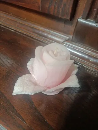 Candela Rosa Rosa e Bianca con base in ceramica