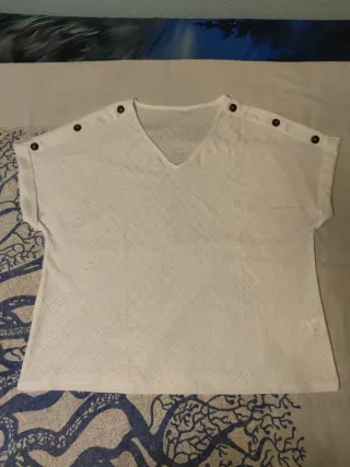 Blusa Blanca Calada Mujer Talla 2XL Nueva